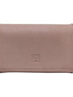 Loewe Dusty Rose Pebbled Leather Flap Wristlet